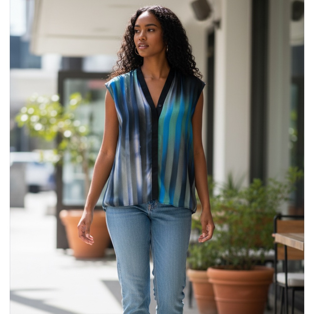 Elie Tahari Adira silk‎ blend sleeveless blouse small